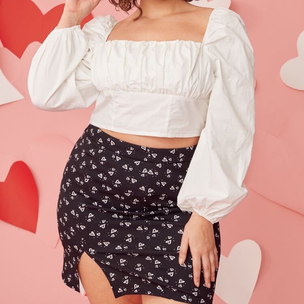 Shein Set! White crop top & heart skirt.